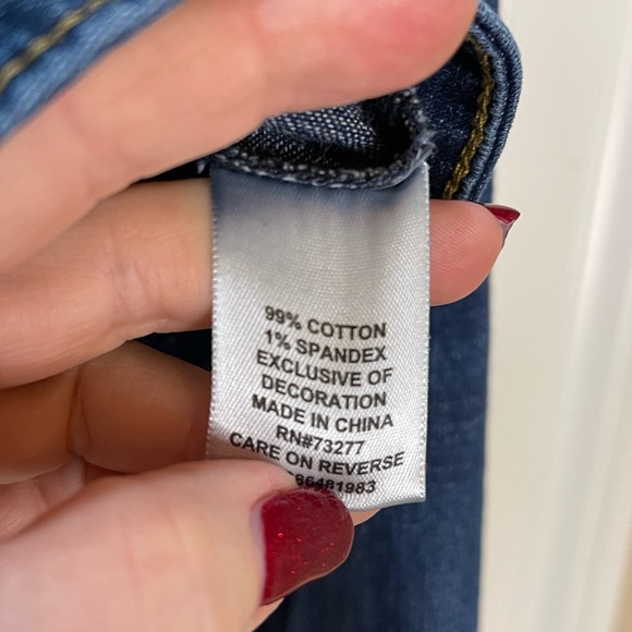 Elle Classic Jean Jacket Y2K Stretch Cropped Collarless with Pockets Size XL - Picture 8 of 9